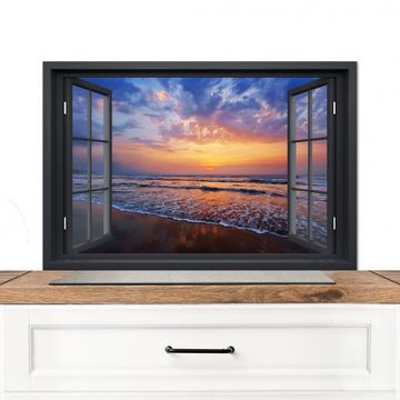Spatscherm Aluminium - Zonsondergang aan Zee Gezichtspunt