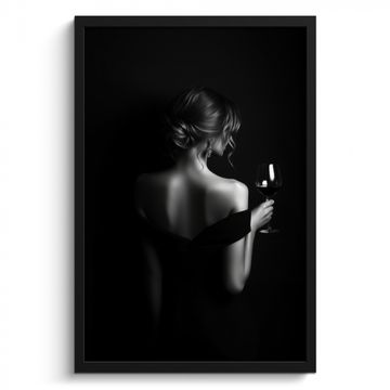 Poster met lijst - Vrouw - Wijn - Jurk