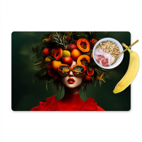 Placemat vinyl - Vrouw - Vruchten - Papaja - Ananas