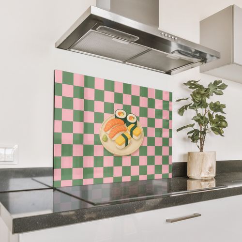 Spatscherm Aluminium - Sushi - Bord - Geblokt - Groen