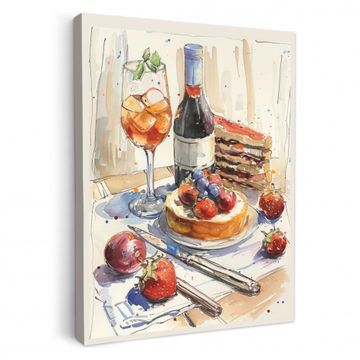 Canvas schilderij - Proeverij in Aquarel