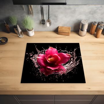 Inductie beschermer - Bloemen - Roze - Water - Zwart - Botanisch - Natuur