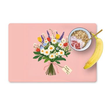 Placemat vinyl - Bloemen - Lint - Kaartje