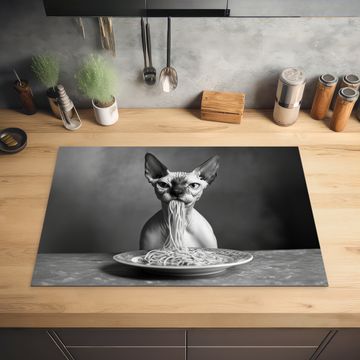 Inductie beschermer - Sphynx - Kat - Dieren - Humor - Spaghetti - Zwart Wit