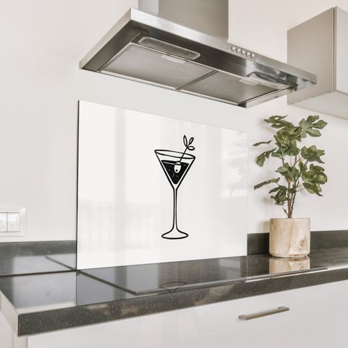 Spatscherm Aluminium - Cocktail - Glas - Olijf - Minimalistisch