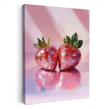 Canvas schilderij - Disco - Fruit - Glitter - Strawberry