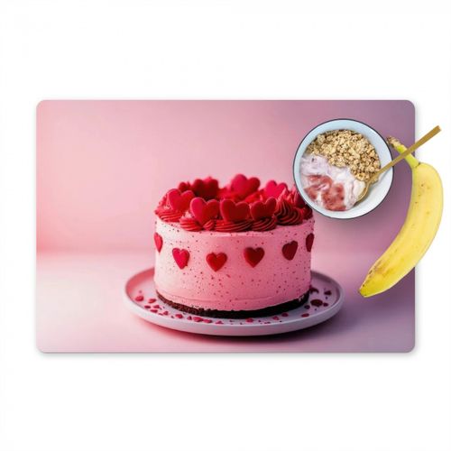Placemat vinyl - Taart - Hart - Roze