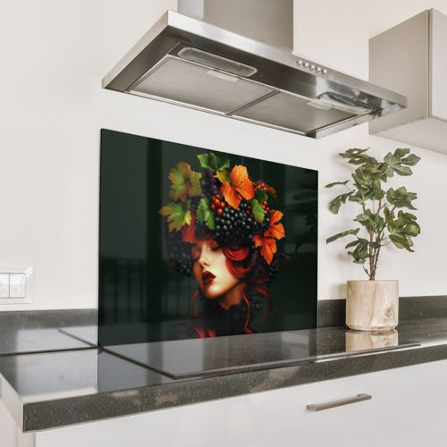 Spatscherm Aluminium - Vrouw - Rood - Groen - Druiven