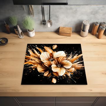 Inductie beschermer - Bloemen - Goud - Graffiti - Zwart - Abstract