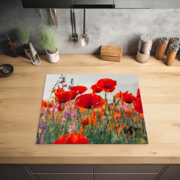 Inductie beschermer - Klaprozen bij de Ochtendgloren