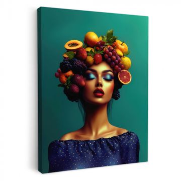 Canvas schilderij - Vrouw - Hoodtooi - Tropisch - Fruit - Druiven