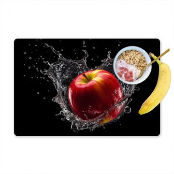 Placemat vinyl - Appel - Rood - Water - Zwart - Fruit