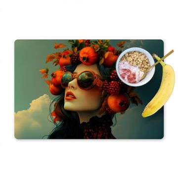 Placemat vinyl - Vrouw - Granaatappel - Herfst - Zonnebril