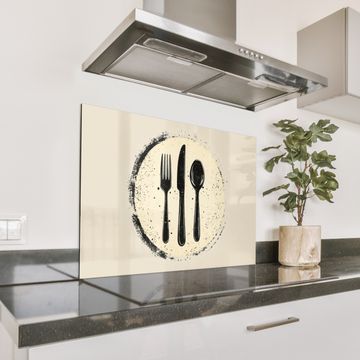 Spatscherm Aluminium - Zwart - Bestek - Rondje