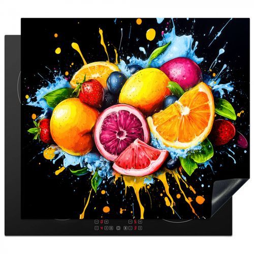 Inductie beschermer - Fruit - Graffiti - Kleurrijk - Sinaasappel - Aardbei - Abstract