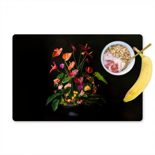 Placemat vinyl - Bloemen - Vaas - Kleurrijk