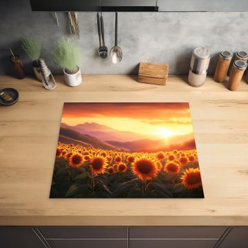 Inductie beschermer - Zonnebloemen - Zonsondergang - Landschap