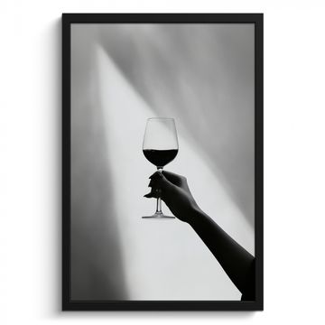 Poster met lijst - Lichtinval - Wijn - Rood - Glas