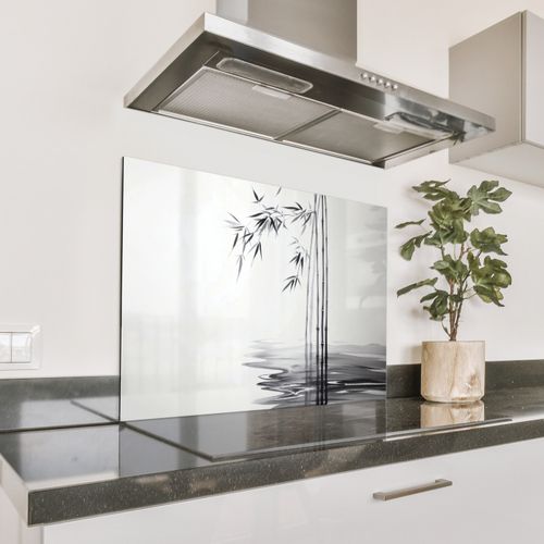 Spatscherm Aluminium - Bamboestammen - Water - Minimalistisch - Wit