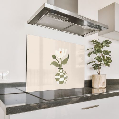 Spatscherm Aluminium - Bloem - Wit - Vaas - Quote
