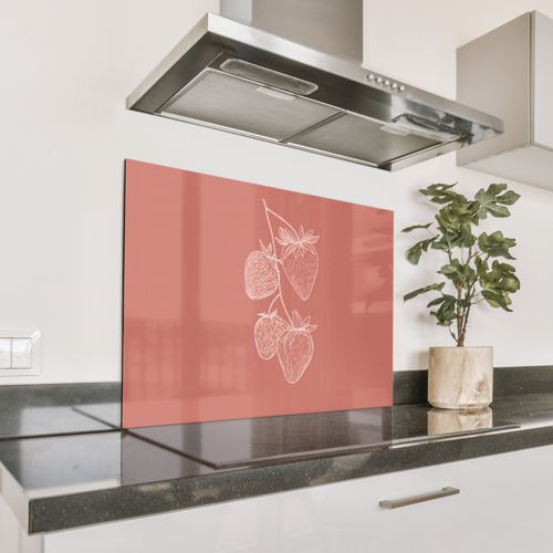 Spatscherm Aluminium - Minimalistisch - Illustratie - Aardbei - Tak