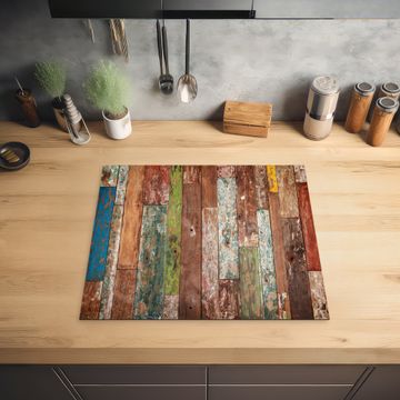 Inductie beschermer - Kleurrijk Verweerd Hout