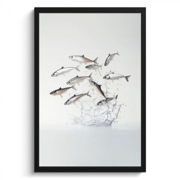 Poster met lijst - Vissen - Water - Wit