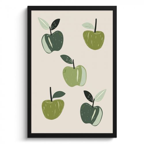 Poster met lijst - Appels - Groen - Illustratie - Bladeren