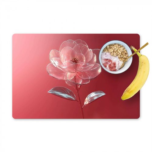 Placemat vinyl - Sierlijk - Bloem - Roze - Glazen