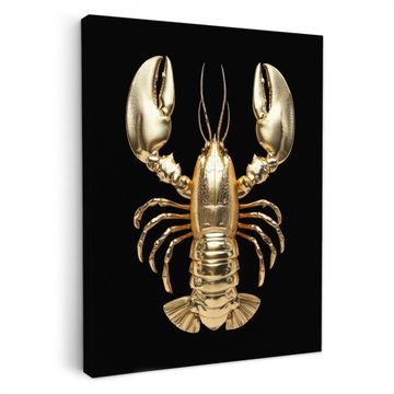 Canvas schilderij - Kreeft - Goud - Textuur - Zwart