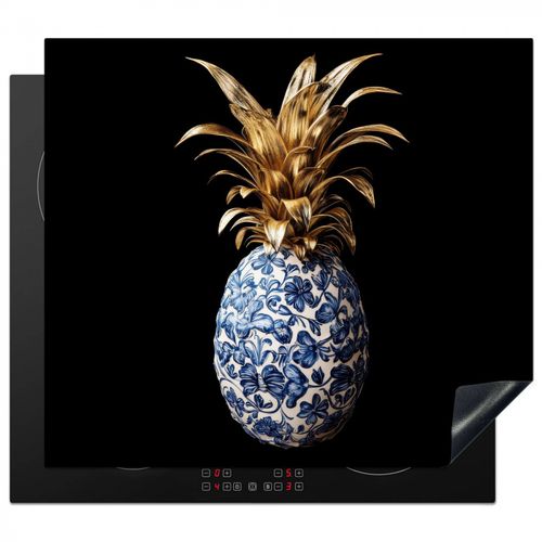 Inductie beschermer - Ananas - Bloemen patroon - Goud - Delftsblauw