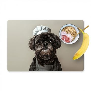 Placemat vinyl - Kokskleding - Zwart - Hondje