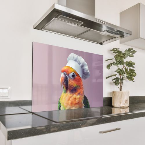Spatscherm Aluminium - Papegaai - Koksmuts - Nieuwsgierig - Vogel