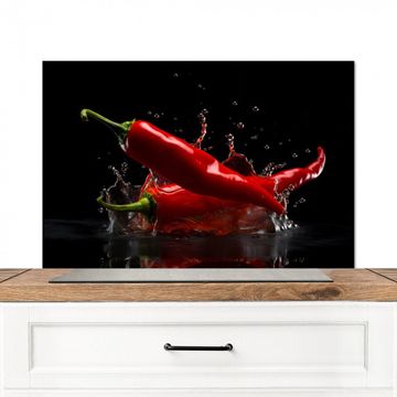 Spatscherm Aluminium - Peper - Rood - Zwart - Water - Groente
