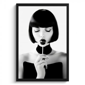 Poster met lijst - Vrouw - Lolly - Zwart - Wit