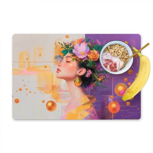 Placemat vinyl - Abstract - Vrouw - Bloemenkroon - Goud
