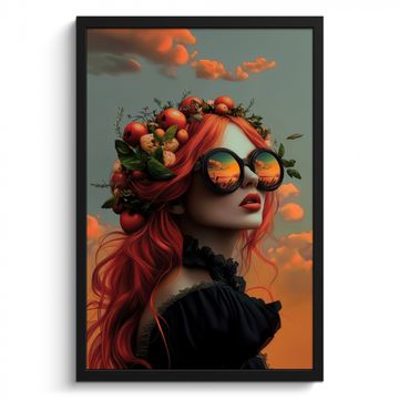Poster met lijst - Vrouw - Kroon - Tomaat - Bascilicum - Zonnebril