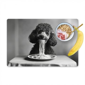 Placemat vinyl - Poedel - Hond - Zwart - Wit - Schattig - Pasta