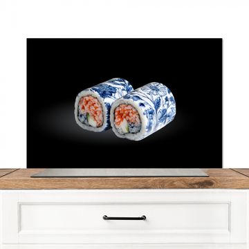Spatscherm Aluminium - Sushi - Delfts blauw - Rijst - Vis - Elegant