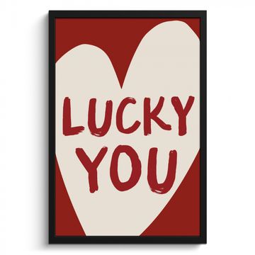 Poster met lijst - Lucky - Hart - Rood