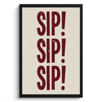 Poster met lijst - Japandi - Vintage - Decoratie - Rood