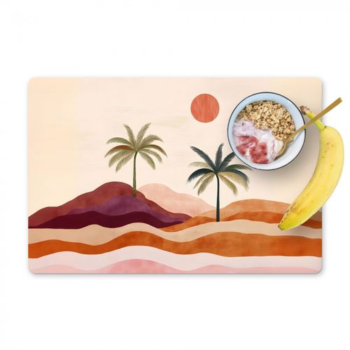 Placemat vinyl - Palmbomen - Abstract - Zon - Heuvels