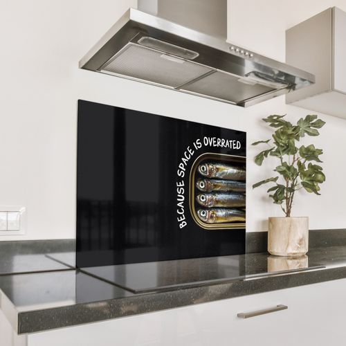 Spatscherm Aluminium - Sardines - Tekst - Vis - Blik