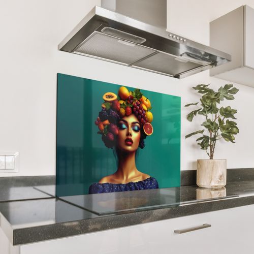 Spatscherm Aluminium - Vrouw - Hoodtooi - Tropisch - Fruit - Druiven