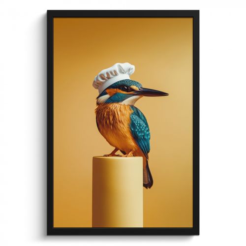 Poster met lijst - Ijsvogel - Pilaar - Koksmuts - Vogel