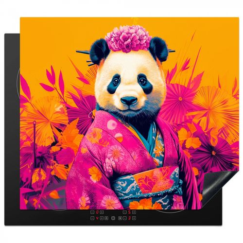 Inductie beschermer - Kimono - Roze - Panda - Bloemenkroon