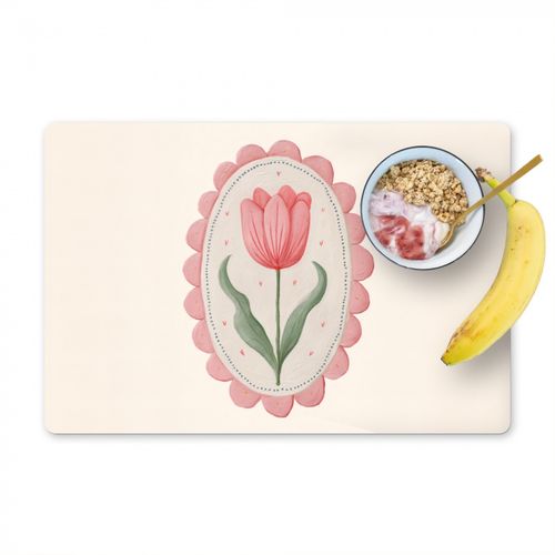 Placemat vinyl - Tulp - Lijst - Ovaal - Illustratie