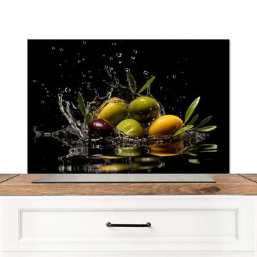 Spatscherm Aluminium - Olijven - Groen - Water - Zwart