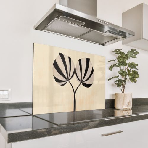 Spatscherm Aluminium - Bladeren - Gestreept - Stengel - Beige