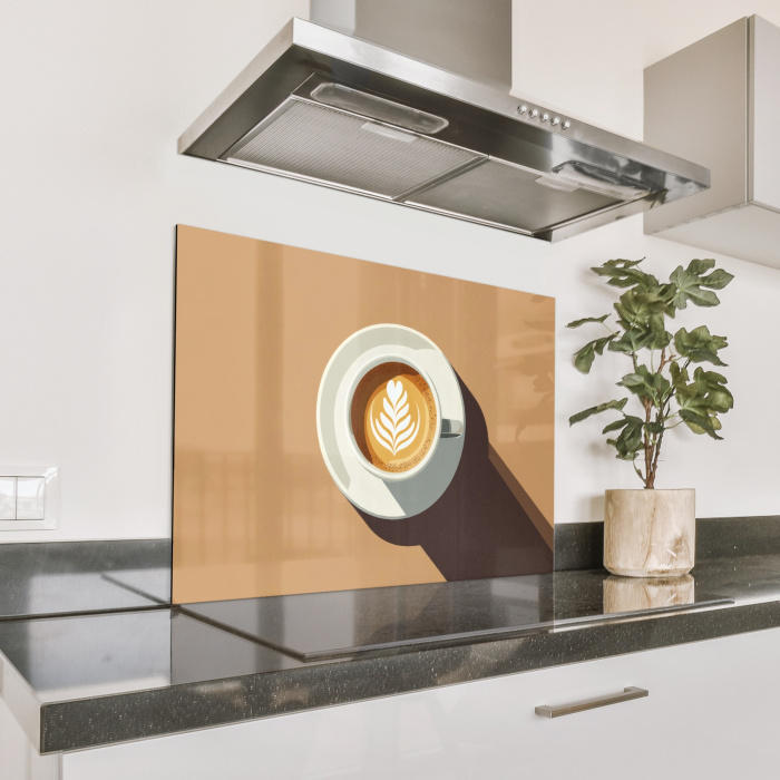 Cappuccino - Kop - Schotel - Minimalitisch Spatscherm Aluminium middel -zzproduct_nieuw